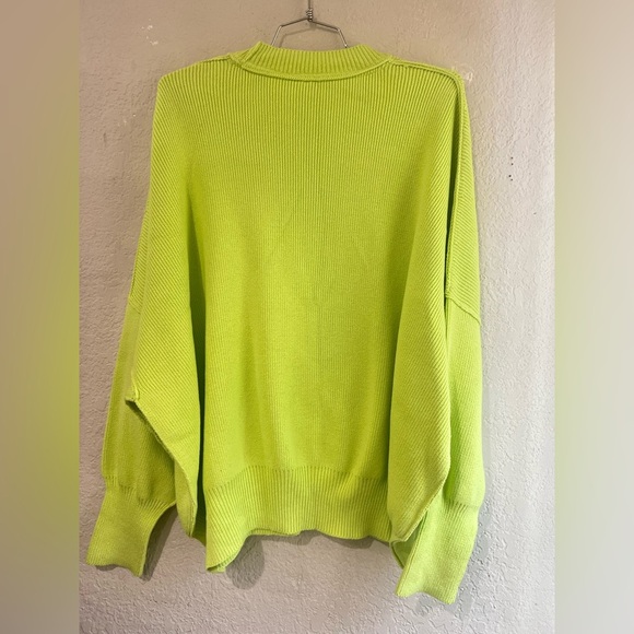 Free People Womens Easy Street Ribbed Knit Tunic Sweater Top Med Citron Green - Picture 9 of 13